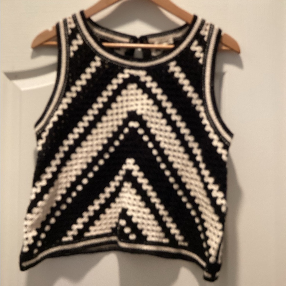 Ultra Pink Black and White Chevron Crochet Tank
